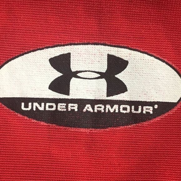 Under Armour Red V-Neck Short Sleeve athletic top - Picture 7 of 8